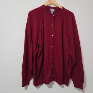 Designers Originals Burgundy Red Faux Pearl Button Cardigan Sweater Plus 22W USA